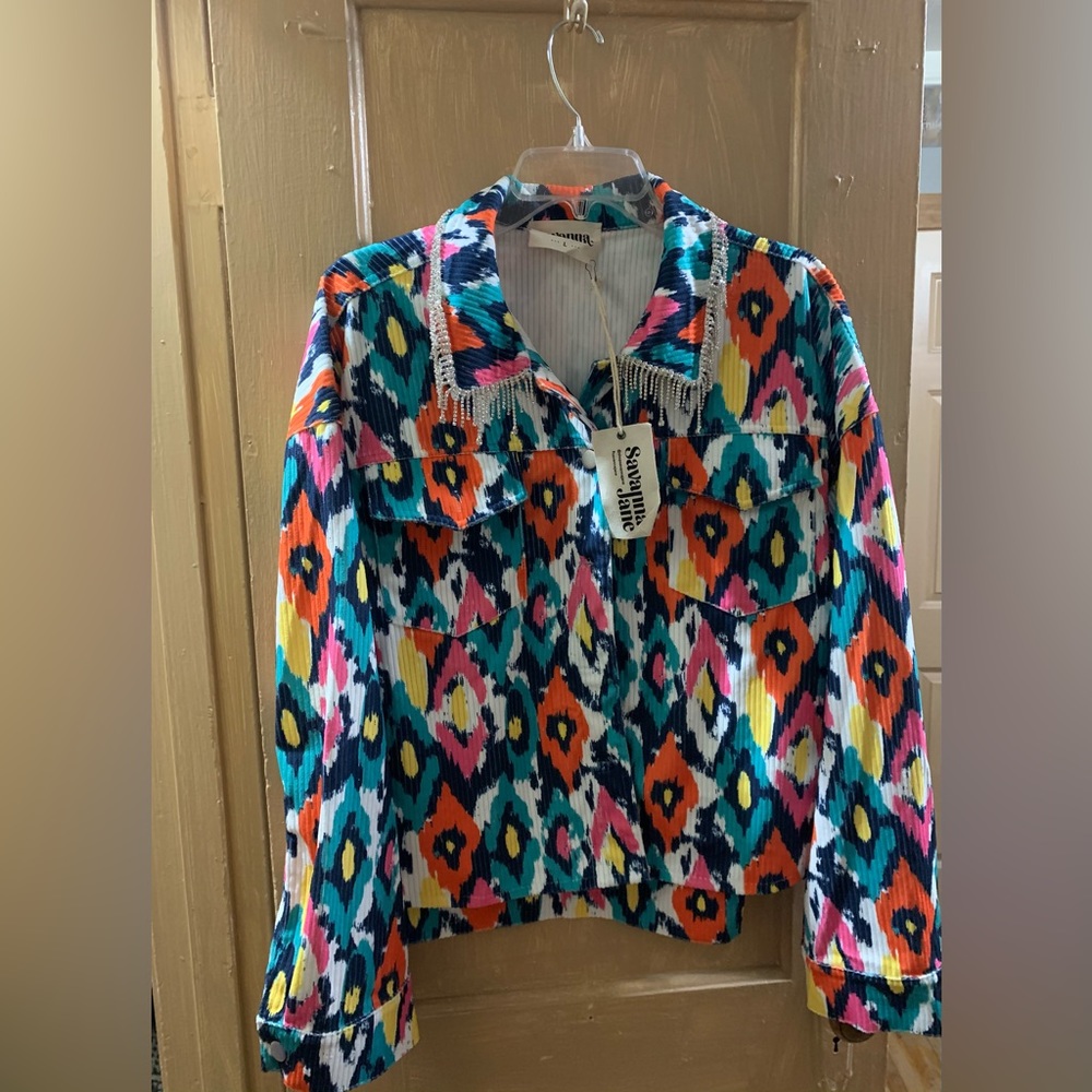 Rhinestone corduroy jacket